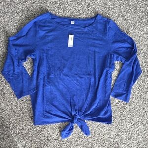 Old Navy Royal Blue 3/4 Sleeve Top with Knot Size Large NWT